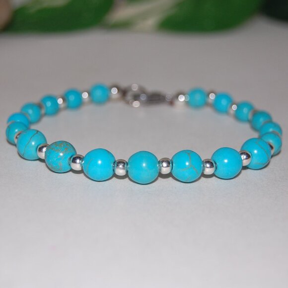 Turquoise Bracelet,Clasp Closure Bracelet,Turquoise Stone Bracelet - Picture 1 of 2